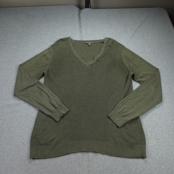 Tommy Bahama Sweaters - Tommy Bahama Sweater Womens Medium Green Ribbed Pullover V Neck Casual